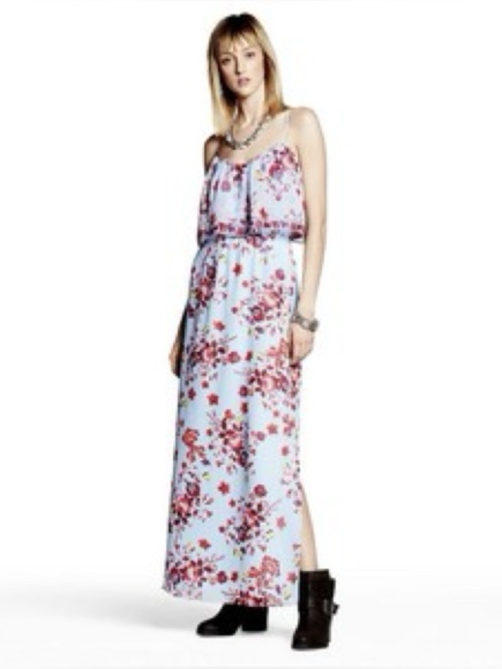 XS 2 Vera Wang Vacation Resort Romantic Girly Floral Maxi Summer Dress Princess